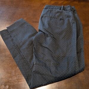 White House Black Market Jacquard Slim Black Ankle Dress Pant